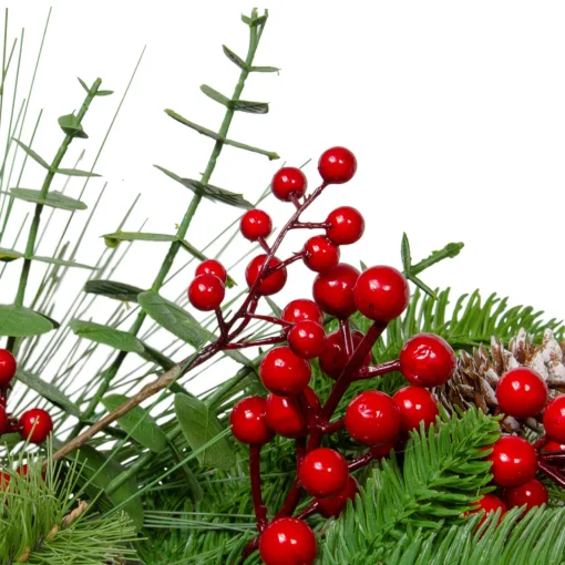 Online Holly Berries and Snowy Pinecones Artificial Christmas Wreath - 24" - Unlit Unlit
