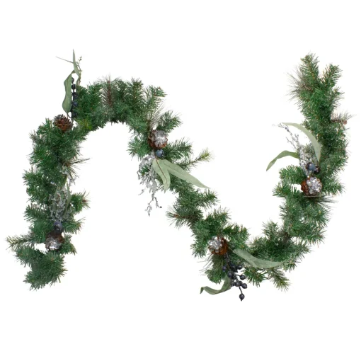 Online Iced Pine and Blueberries Artificial Christmas Garland - 6' x 12" - Unlit Unlit