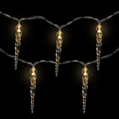 Discount Icicle String Christmas Light Set - Warm White - 4.5' Clear Wire - 10ct Icicles