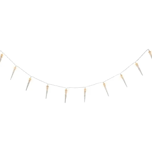 Discount Icicle String Christmas Light Set - Warm White - 4.5' Clear Wire - 10ct Icicles