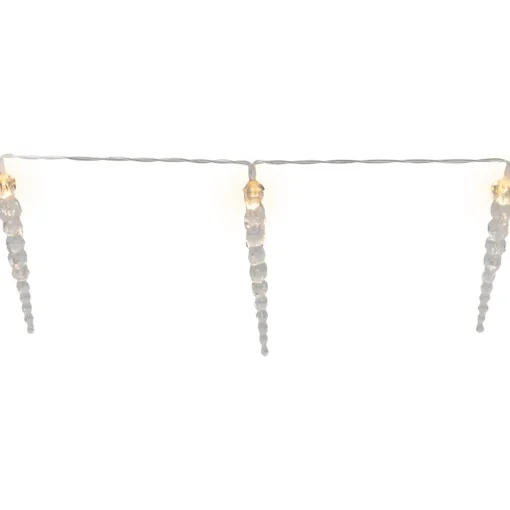 Discount Icicle String Christmas Light Set - Warm White - 4.5' Clear Wire - 10ct Icicles