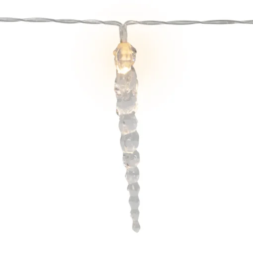 Discount Icicle String Christmas Light Set - Warm White - 4.5' Clear Wire - 10ct Icicles