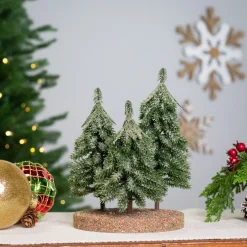 Sale Icy Downswept Pine Trio of Trees Christmas Decoration - 8" - Unlit Trees