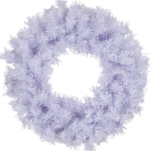 Outlet Icy White Iridescent Spruce Artificial Christmas Wreath, 24-Inch, Unlit Unlit