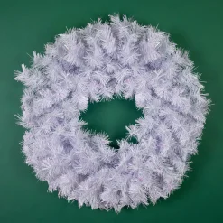 Outlet Icy White Iridescent Spruce Artificial Christmas Wreath, 24-Inch, Unlit Unlit