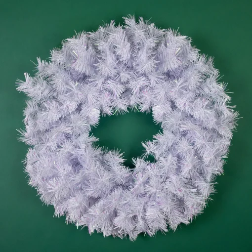 Outlet Icy White Iridescent Spruce Artificial Christmas Wreath, 24-Inch, Unlit Unlit