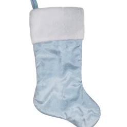 Outlet 20.5-Inch Blue and White Sheer Organza Christmas Stocking with Faux Fur Cuff Stockings