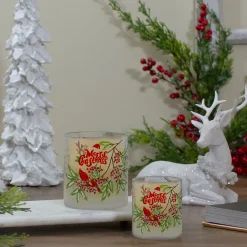 Outlet 2.75-Inch Cardinal and Pine Hand Painted Flameless Christmas Candle Holder Flameless Candles