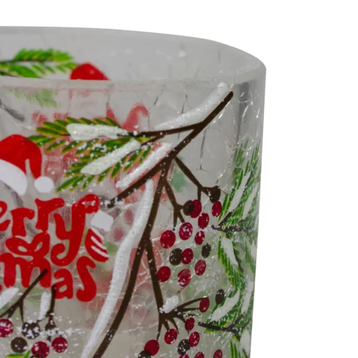 Outlet 2.75-Inch Cardinal and Pine Hand Painted Flameless Christmas Candle Holder Flameless Candles