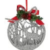 New 4.5-Inch 2-D Silver Glitter Reindeer Family Silhouette Christmas Ornament Animals