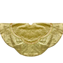 Outlet 48-Inch Golden Scalloped Velvet Christmas Tree Skirt With a Metallic Trim Cloth|Metal