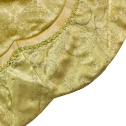 Outlet 48-Inch Golden Scalloped Velvet Christmas Tree Skirt With a Metallic Trim Cloth|Metal