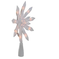 New 9-Inch Lighted White Snowflake Christmas Tree Topper - Clear Lights Stars