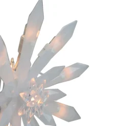 New 9-Inch Lighted White Snowflake Christmas Tree Topper - Clear Lights Stars