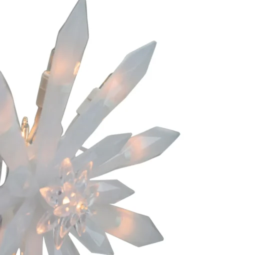 New 9-Inch Lighted White Snowflake Christmas Tree Topper - Clear Lights Stars