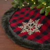 Best 48-Inch Red and Black Christmas Tree Skirt with Burlap Snowflake Cloth|Metal