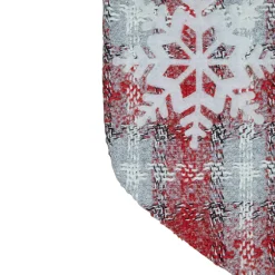 Clearance 18-Inch Red and White Plaid Faux Fur Christmas Stocking with Snowflake Stockings