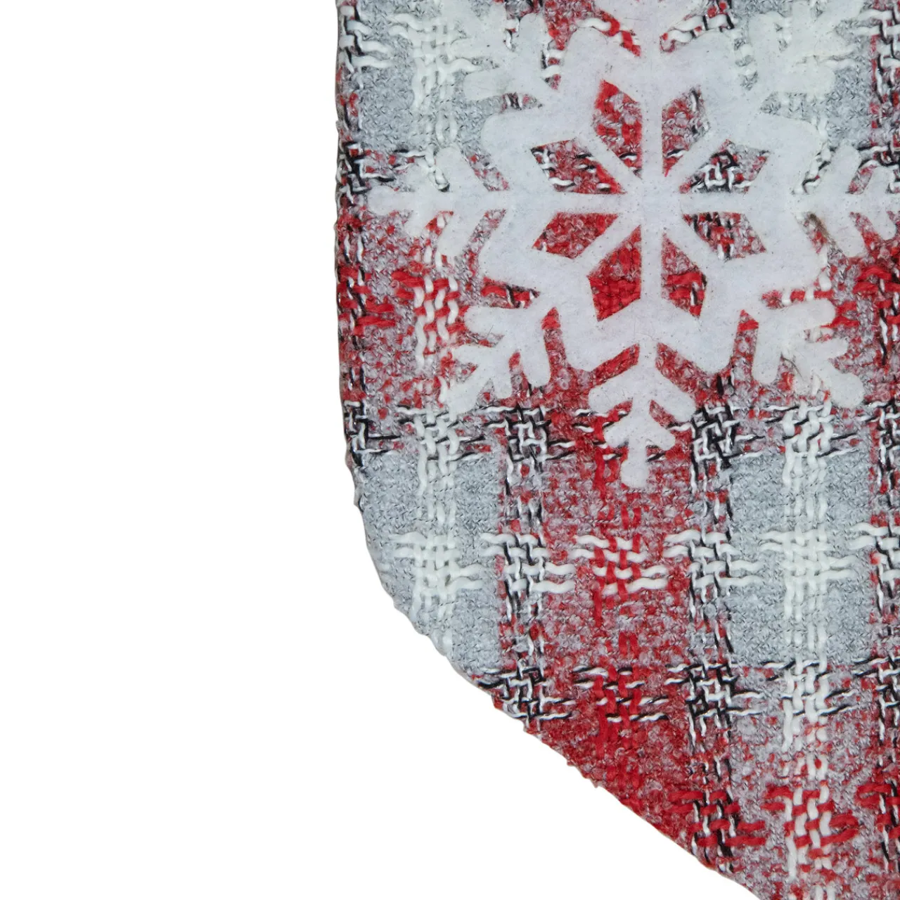 Clearance 18-Inch Red and White Plaid Faux Fur Christmas Stocking with Snowflake Stockings