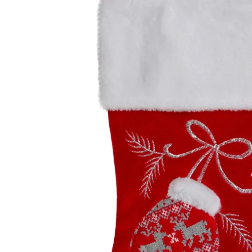 Outlet 20.5-Inch Red and White Winter Mittens Embroidered Christmas Stocking Stockings