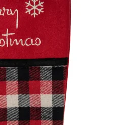 Outlet 20.5-Inch Red, Black, and White Plaid Christmas Stocking with Fleece Cuff Stockings