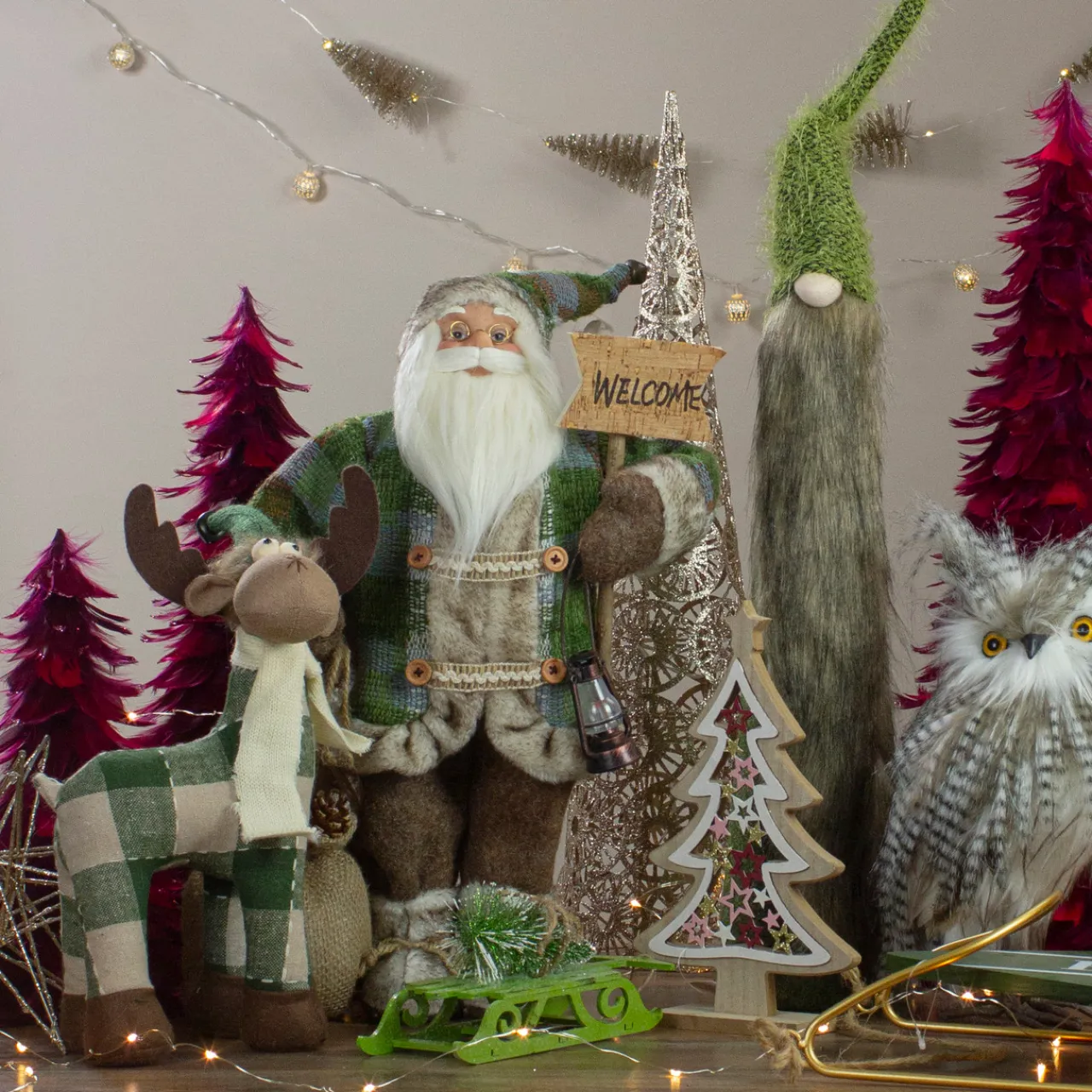 Outlet 9-Inch Tree on Green Wood Sled Christmas Ornament Novelty