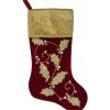 Best 20.5-Inch Velvet Gold and Maroon Etched Cuff Christmas Stocking Stockings