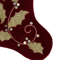 Best 20.5-Inch Velvet Gold and Maroon Etched Cuff Christmas Stocking Stockings