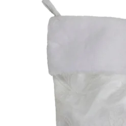 Outlet 20.5-Inch White Glitter Sheer Organza With a Faux Fur Cuff Christmas Stocking Stockings