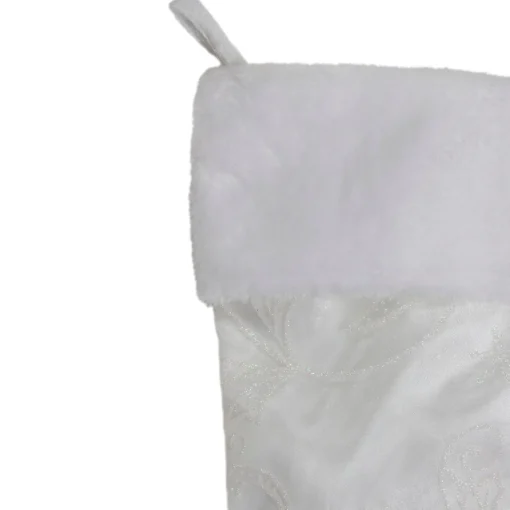 Outlet 20.5-Inch White Glitter Sheer Organza With a Faux Fur Cuff Christmas Stocking Stockings