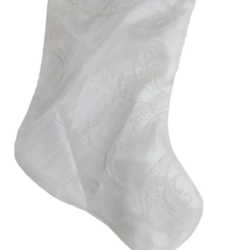 Outlet 20.5-Inch White Glitter Sheer Organza With a Faux Fur Cuff Christmas Stocking Stockings