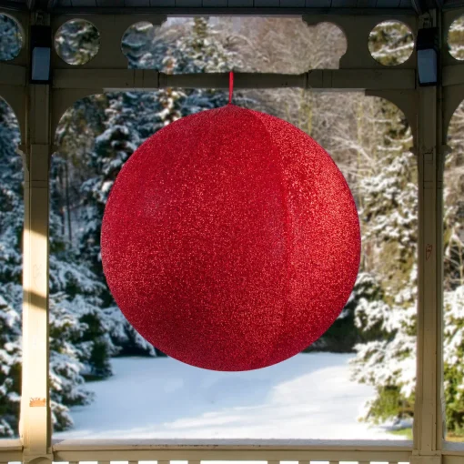 Sale Inflatable Tinsel Commercial Christmas Ball Outdoor Ornament - 23.5" - Red Commercial