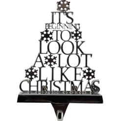 Sale It's Beginning to Look a Lot Like Christmas Metal Tree Stocking Holder - 6.5" Stocking Holders