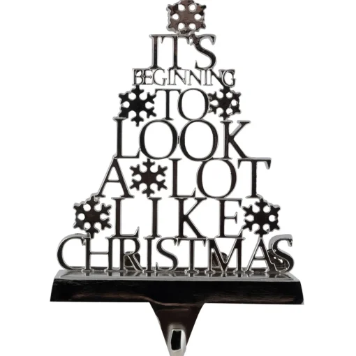 Sale It's Beginning to Look a Lot Like Christmas Metal Tree Stocking Holder - 6.5" Stocking Holders