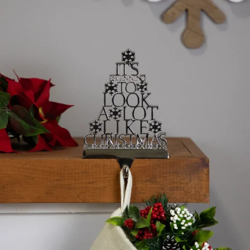 Sale It's Beginning to Look a Lot Like Christmas Metal Tree Stocking Holder - 6.5" Stocking Holders
