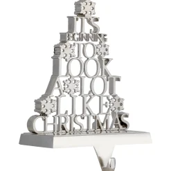 Sale It's Beginning to Look a Lot Like Christmas Metal Tree Stocking Holder - 6.5