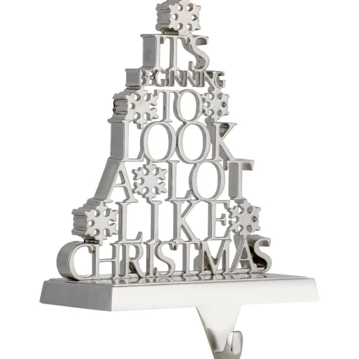 Sale It's Beginning to Look a Lot Like Christmas Metal Tree Stocking Holder - 6.5" Stocking Holders