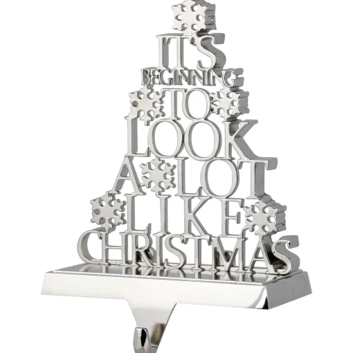 Sale It's Beginning to Look a Lot Like Christmas Metal Tree Stocking Holder - 6.5" Stocking Holders