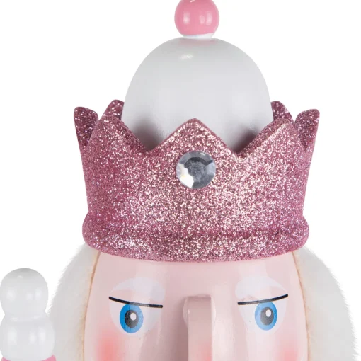 Jeweled and Glittered Nutcracker King Christmas Figure - 15" - Pink and White Nutcrackers