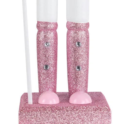 Jeweled and Glittered Nutcracker King Christmas Figure - 15" - Pink and White Nutcrackers
