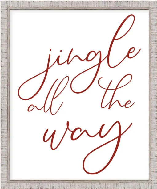Clearance Jingle All The Way 17.5" x 21.5" Framed Christmas Wall Decor Art Print Sign Poster in a White Wooden Frame with UV Acrylic and Hangers Wall