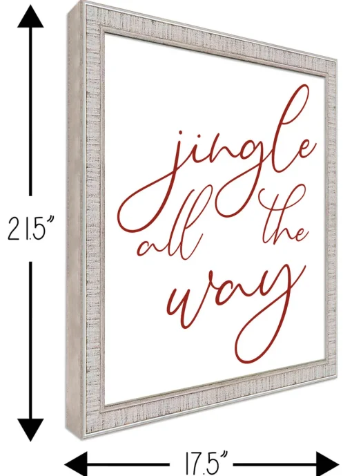 Clearance Jingle All The Way 17.5" x 21.5" Framed Christmas Wall Decor Art Print Sign Poster in a White Wooden Frame with UV Acrylic and Hangers Wall