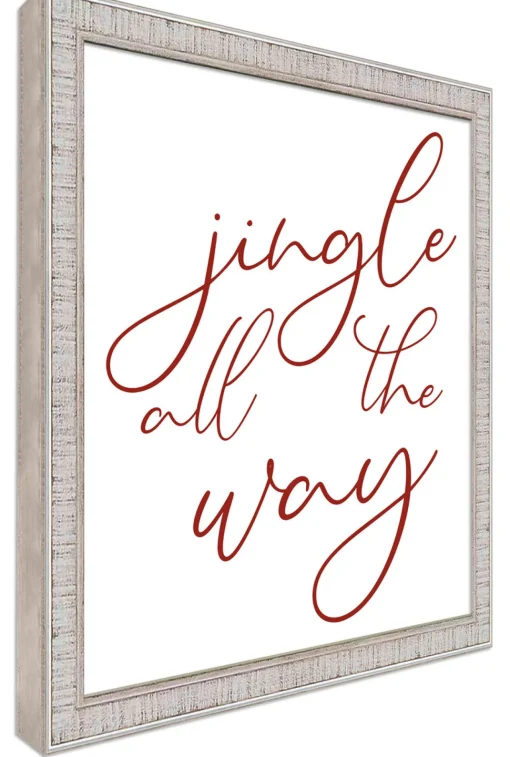 Clearance Jingle All The Way 17.5" x 21.5" Framed Christmas Wall Decor Art Print Sign Poster in a White Wooden Frame with UV Acrylic and Hangers Wall