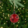 Outlet Jingle Bell Hanging Christmas Ornament - 4" - Red Glass