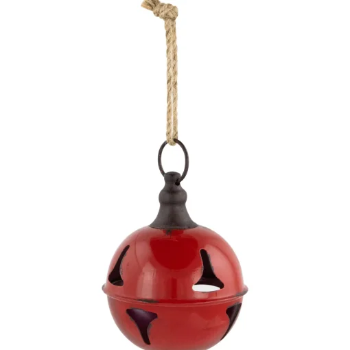 Outlet Jingle Bell Hanging Christmas Ornament - 4" - Red Glass