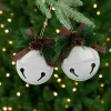 Best Jingle Bells with Bow and Pinecones Christmas Disc Ornaments - White - 5" - Set of 2 Disk Ornaments
