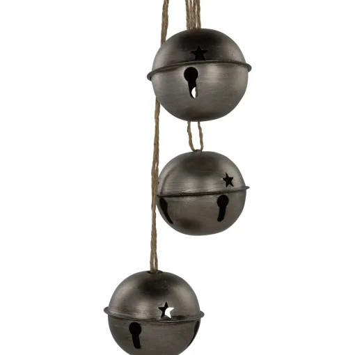 Online Jingle Bells with Plaid Bow Christmas Decoration - 20" - Silver Door