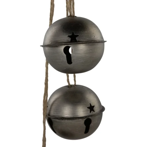 Online Jingle Bells with Plaid Bow Christmas Decoration - 20" - Silver Door