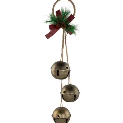 Sale Jingle Bells with Plaid Bow Hanging Christmas Decoration - 20" - Gold Door