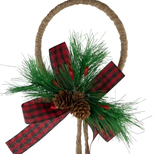 Sale Jingle Bells with Plaid Bow Hanging Christmas Decoration - 20" - Gold Door