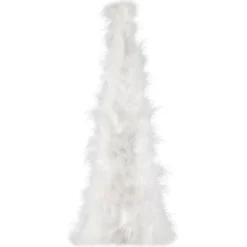 Online Layered Wispy Feather Cone Tree Christmas Decoration - 16" - Winter White Trees